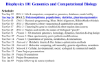 Biophysics 101 Genomics and Computational Biology