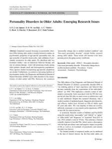 Personality Disorders in Older Adults: Emerging Research Issues