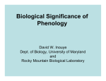 Biological Significance of Phenology