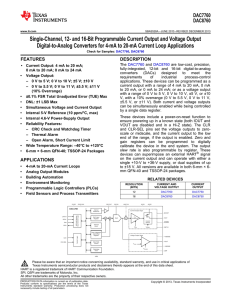 Single-Channel, 12-/16-Bit Programmable Current Output and