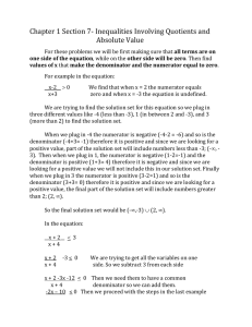 Chapter 1 Section 7- Inequalities Involving Quotients and Absolute