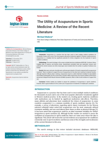 The Utility of Acupuncture in Sports Medicine: A Review