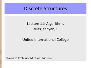 Lecture 11: Algorithms - United International College