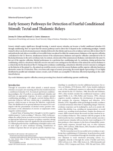 Early Sensory Pathways for Detection of Fearful Conditioned Stimuli