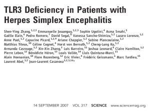 Impaired TLR3-dependent induction of IFN-a, -b,