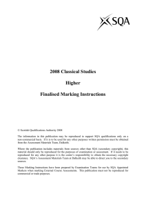 2008 Classical Studies Higher Finalised Marking Instructions