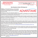 AJINA News Release - Advantame