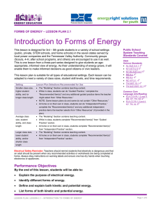 Forms of Energy - Pickwick Electric
