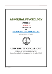 Abnormal Psychology - Calicut University