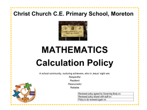 Calculation - Christ Church Moreton CE Primary School