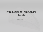 Introduction to Two Column Proofs