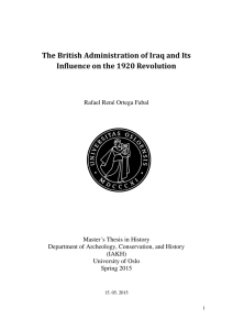 The British Administration of Iraq and Its Influence on - UiO