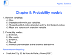 Chapter 4: Probability models – discrete variables