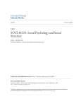 SOCI 382.01: Social Psychology and Social Structure