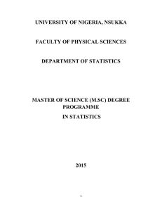 dept of statistics - University Of Nigeria Nsukka