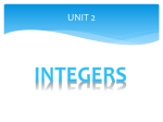 Unit 2 Integers