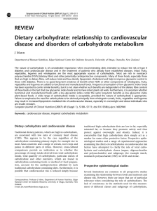 Dietary carbohydrate: relationship to cardiovascular disease and