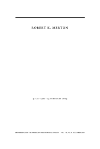 robert k. merton - American Philosophical Society