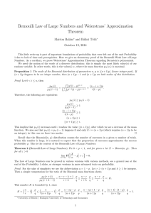 Bernoulli Law of Large Numbers and Weierstrass` Approximation
