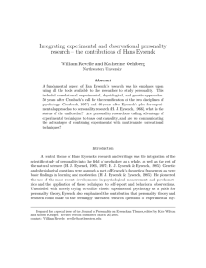 Integrating experimental and observational personality research