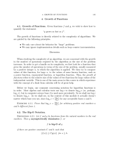 4. Growth of Functions 4.1. Growth of Functions. Given functions f