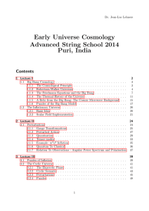 Early Universe Cosmology Advanced String School 2014 Puri, India