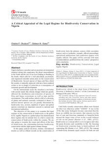 A Critical Appraisal of the Legal Regime for Biodiversity