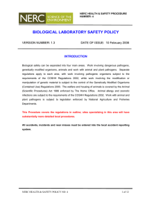 biological laboratory safety policy