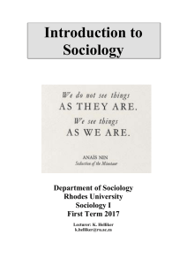 Sociology 1 Course Outline 2017