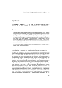 SOCIAL CAPITAL AND IMMIGRANT RELIGION1