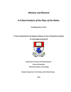 Minister and Minstrel : A Critical Analysis of the Plays of Jim Nolan