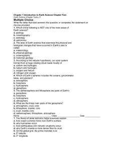 Chapter 1 Introduction to Earth Science Chapter Test Earth Science