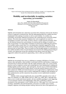 Mobility and territoriality in the making of societies
