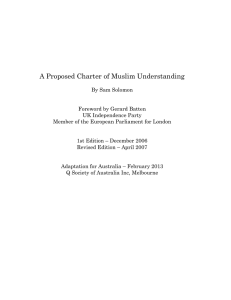 A Proposed Charter of Muslim Understanding