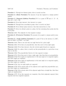 MAT 122 Postulates, Theorems, and Corollaries