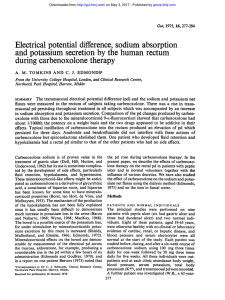 Electrical potential difference, sodium absorption and