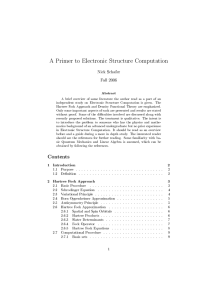 A Primer to Electronic Structure Computation