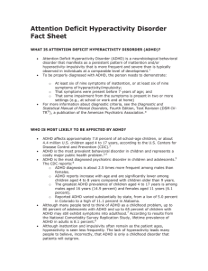 Attention Deficit Hyperactivity Disorder Fact Sheet