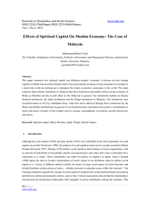 Effects of Spiritual Capital On Muslim Economy: The