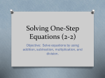 Solving One-Step Equations (2-2)
