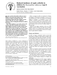 Reduced incidence of septic arthritis in children by Haemophilus