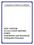 Site Visitor Evaluation Report for Orthodontics Programs
