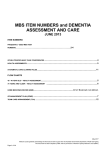 MBS Item numbers and Dementia assesssment and care