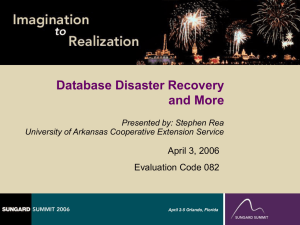 Database Disaster Recovery and More