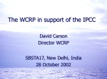 World Climate Research Programme (WCRP). Dr. David Carson