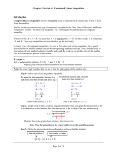 Chapter 1 Section 4: Compound Linear Inequalities Introduction