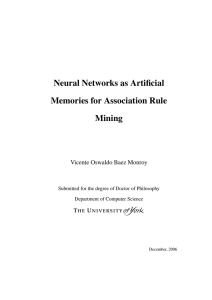 Neural Networks as Artificial Memories for Association Rule Mining