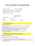 Course Specifications: Clinical physiology