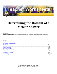 Science East Meteor Radiant Worksheet finished