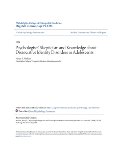 Psychologists` Skepticism and Knowledge about Dissociative